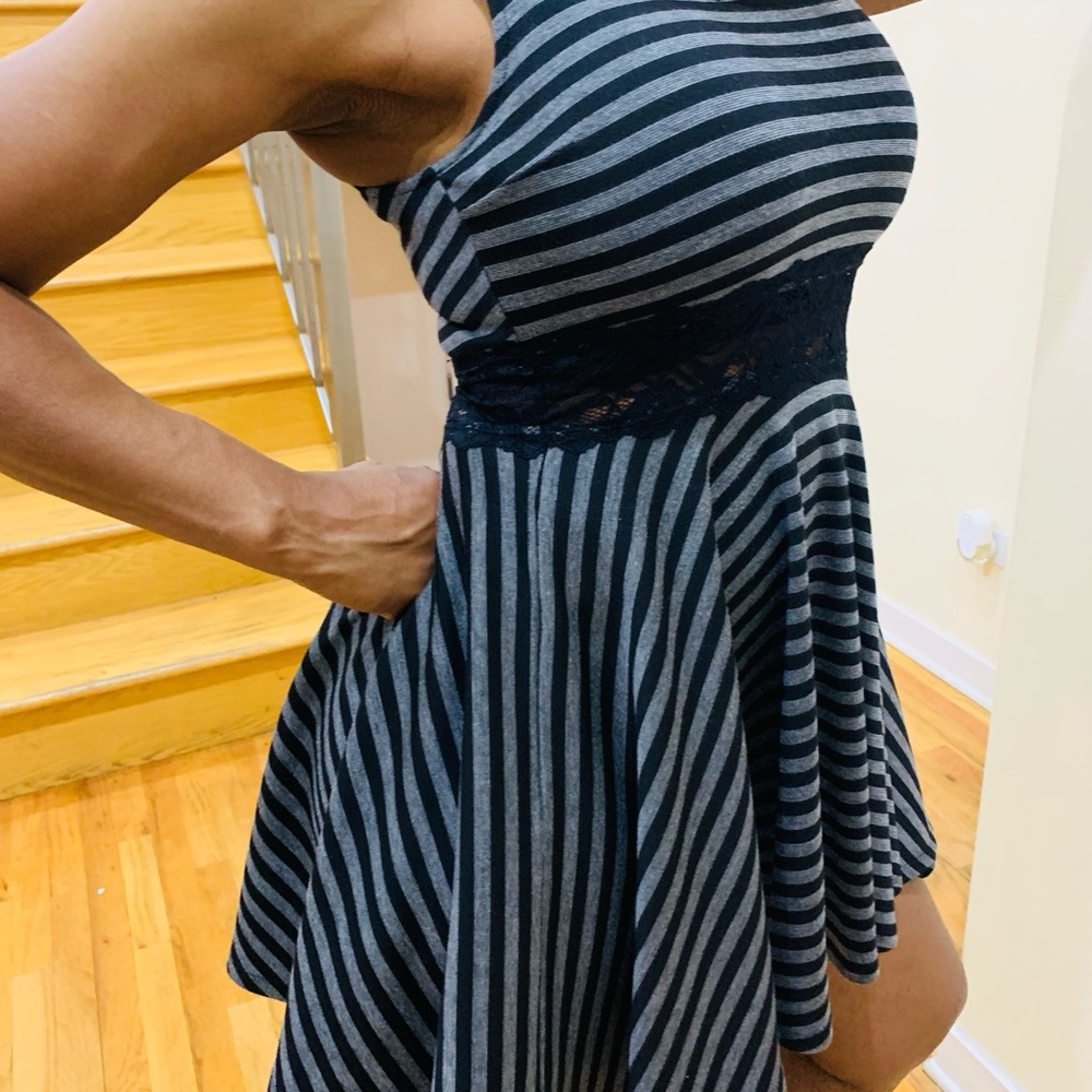 Black & Gray Skater Dress